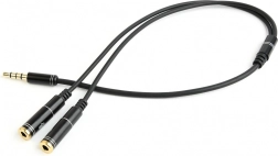 Audio-adapter 3,5 mm 4‑pins naar 2× 3,5 mm (koptelefoon + microfoon), 0,2 m