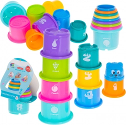 Educatieve stapelbekers – toren met cijfers en fruit