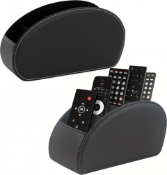 Organizer voor afstandsbedieningen met 5 vakken zwarte eco-leer