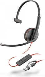 Enkelzijdige headset Poly Blackwire 3210 USB-C + USB‑C/A