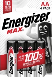 Alkalische batterijen LR6/AA Energizer MAX, verpakking 4 stuks