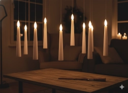 Set van 10 hangende LED-kaarsen met toverstok 1,5 × 15,5 cm