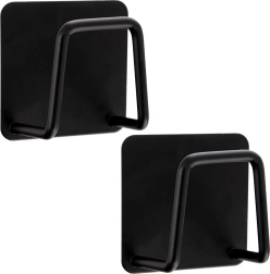 Zelfklevende zwarte haakjes 4,8 × 4,8 cm, set van 2 stuks