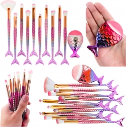 Make-upkwastenset met zeemeerminstaart in regenboogkleuren – 11 stuks