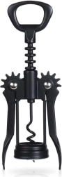 Metalen vleugelkurkentrekker voor wijn, zwart, 16 cm