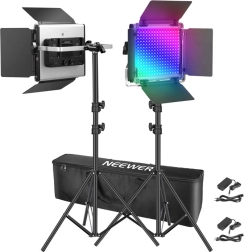 Neewer 2×660 pro ii rgb led lampen met statieven 200 cm
