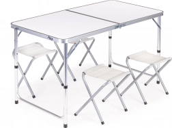 Opvouwbare kampeertafel met 4 krukjes MultiGarden, wit