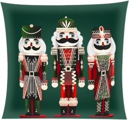 Pluchen kussenhoes 40 × 40 cm met NUTCRACKER-motief – Groen
