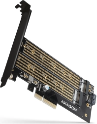 Interne PCIe x4-adapter voor 2× M.2 – NVMe M-key + SATA B-key, volledige en lage slotplaat