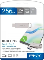 PNY Duo Link USB 3.2 flashdrive 256 GB (USB‑C + USB‑A)