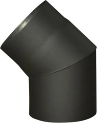 Rookbocht 45° 145 mm, staal 1,5 mm, zwart