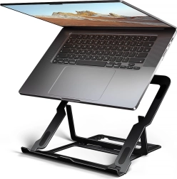 Aluminium laptopstandaard 10–17,3" met 8 standen, zwart