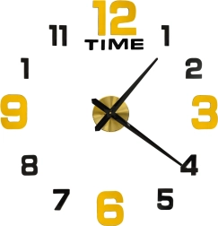 Zelfklevende wandklok DIY 100–120 cm, zwart‑goud, 12 cijfers