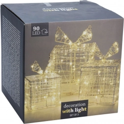 Lichtgevende kerstcadeaus 90 LED, set van 3 stuks, voor buiten en binnen