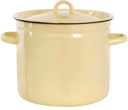 Geglazuurde braadpan met deksel 7 l, beige met groentedecor