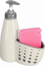 Dispenser voor afwasmiddel met sponsvak, beige 370 ml