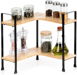 Hoekkeukenrek van bamboe met twee niveaus 29,5 × 29,5 × 33,5 cm