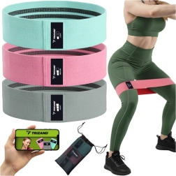 Set TRIZAND weefsel-weerstandsbands 3 stuks, textiel 8–31 kg met trainingsplan via QR