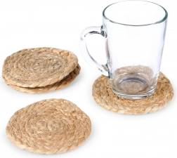 Natuurlijke juten onderzetters voor glazen 10 cm, set van 4 stuks