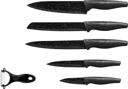 Set keukenmessen TORO 5 stuks met marmeren antiaanbaklaag + keramische schiller