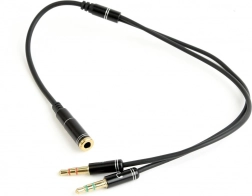 Audio-adapter 4‑pins naar 2× 3,5 mm minijack, 0,2 m