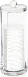 dispenser voor cosmetische wattenschijfjes van transparant plastic 7,5 × 20 cm