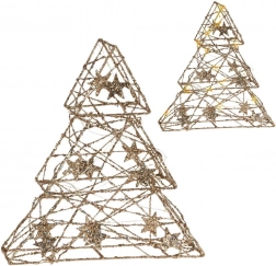 Gouden verlichte kerstboom 29 cm, 14 LED met timer