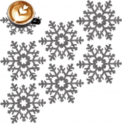 Vilt onderzetters voor kopjes grijs 13,5 cm, 6 stuks