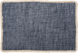 Rechthoekige placemat 45 × 30 cm, donkerblauw met beige rand
