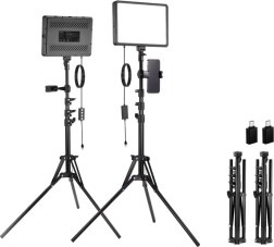 Neewer BP300 studiokit met twee LED-lampen, statieven en telefoonhouders