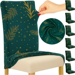 RUHHY kerst elastische stoelhoezen, groen, set van 6 stuks