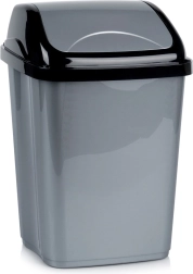 Kunststof afvalbak 16 l met kanteldeksel, grijs