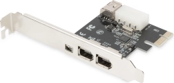 PCIe FireWire 800/400-controller met low-profile afdekplaat, 2× extern + 1× intern