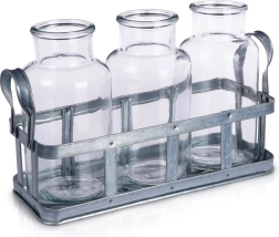 Glazen bloemenvazen met standaard, 3 stuks