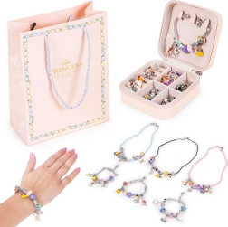 Set voor het maken van armbanden en kettingen met hangers en kralen, 66 stuks + organizer en cadeauzakje