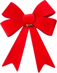 Kerstdecoratieve fluwelen strik 35 × 46 cm met gouden belletjes