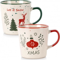 Set van keramische kerstbekers 350 ml, 2 stuks