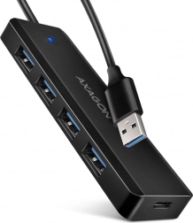 AXAGON HUE-C1A reis 4‑poorts USB‑hub 5 Gb/s met USB‑C‑voeding