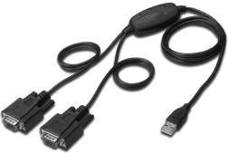 USB 2.0 adapter naar 2x RS232 (DB9) met USB A M kabel / V lengte 1,5m
