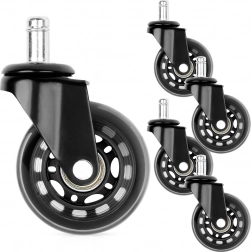 Rubberen wielen voor bureaustoel 63 mm, pen 10 mm, set van 5 stuks