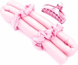 Roze elastische haarroller