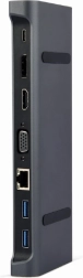 USB‑C-adapter 9-in-1 met HDMI, USB‑C PD, VGA, DP, USB en LAN