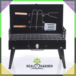Opvouwbare draagbare reisbarbecue in koffer met set gereedschap