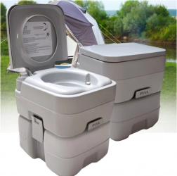 Draagbaar campingtoilet 20 l met spoeling voor kamperen, caravan en tuin