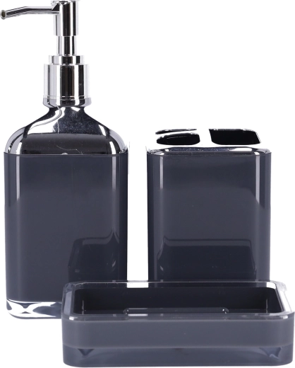 Set van 3 badkameraccessoires BERRETTI, antraciet + chroom