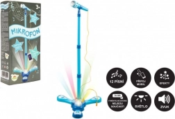 Kinderkaraoke-microfoon op standaard met licht en geluid – Blauw