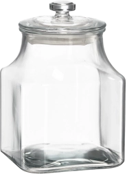 Glazen vierkante pot 2,8 l met glazen deksel