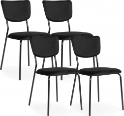 Set van 4 fluwelen eetkamerstoelen ModernHome – zwart