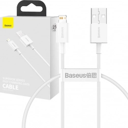 Baseus Superior USB–Lightning-kabel 0,25 m, 2,4 A (wit)