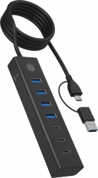 ICY BOX 7‑poorts USB 3.2 Gen 1‑hub, 3× USB‑C en 4× USB‑A